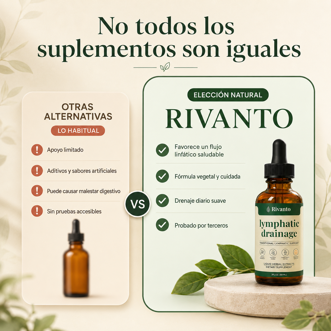 Gotas naturales para favorecer el drenaje linfático y reducir la hinchazón