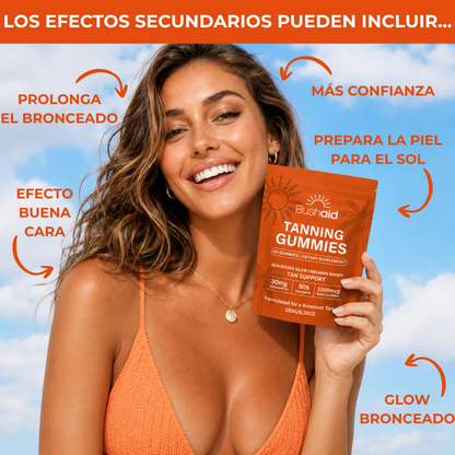 Gomitas bronceadoras para un tono dorado y luminoso